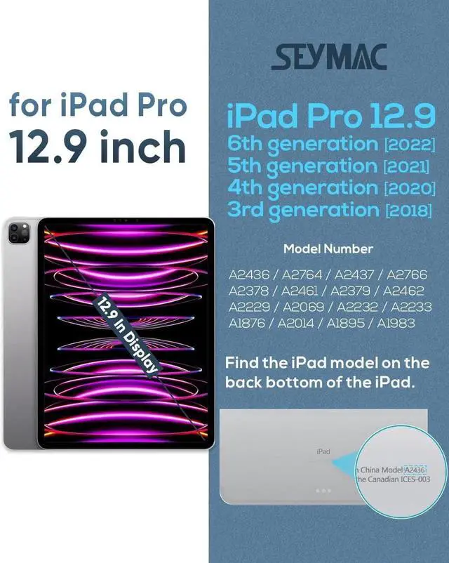 Alt view image 2 of 7 - JAENFONG iPad Pro 12.9 Case 2022/2021/ 2020/2018, Heavy Duty Protection Shockproof Case with Screen Protector, 360° Rotating Stand/Handle/Shoulder Strap, Supports Pencil 2 Charging, Black