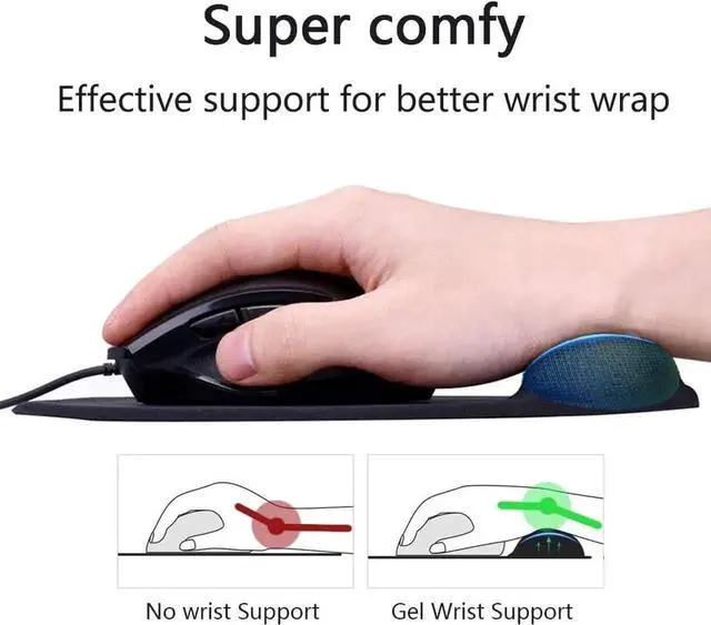 Alt view image 2 of 6 - Ergonomic Mouse Pad with Wrist Rest Gel Wrist Support Mousepad Pain Relief Laptop Computer Mouse Pad Non-Slip Mouse Pads for Office & Home (Black)