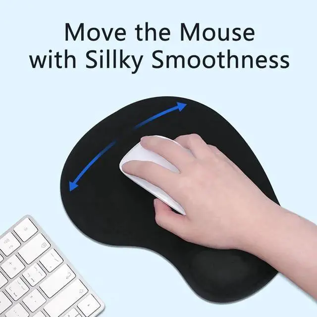 Alt view image 3 of 6 - Ergonomic Mouse Pad with Wrist Rest Gel Wrist Support Mousepad Pain Relief Laptop Computer Mouse Pad Non-Slip Mouse Pads for Office & Home (Black)