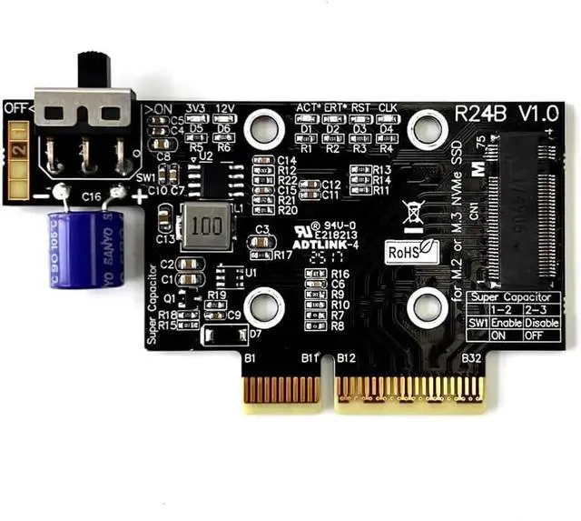 Alt view image 4 of 7 - JAENFONG ADT PCIe 5.0 x4 to M.2/M.3 NVME SSD Adapter Card 128G/bps with Bracket Compatible with M.2 NVMe 2230 2242 2260 2280 22110 SSD (R24B)