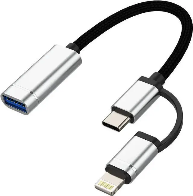 Main image of OTG Cable Adapter(2in1) USB 3.0 Female to USB C Lightning Male Converter Type Thunderbolt Port Cord Dongle Camera Mouse Compatible for LG iPhone 15 Pro Max iPad Air 14 13 11 12 X 8