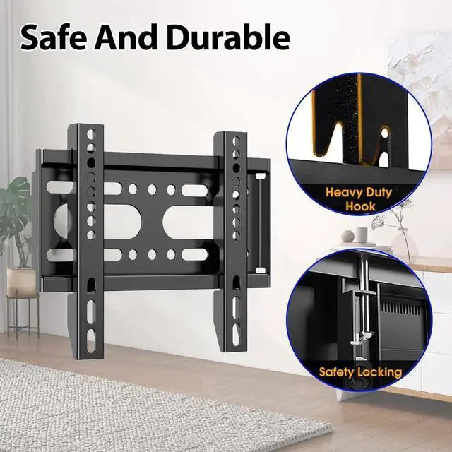 Alt view image 4 of 7 - Fixed TV Wall Mount for 14-42 Flat Screen TVs Small Wall Mount TV Bracket fit 19 24 28 32 35 39 40 inch VESA Up to 200x200mm 55lbs Max Load Easy Install Low Profile Monitor Mount Bracket