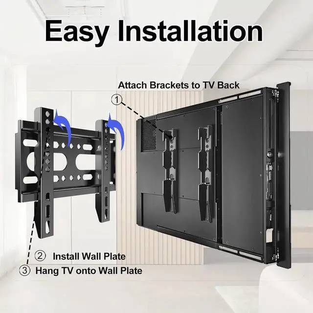 Alt view image 3 of 7 - Fixed TV Wall Mount for 14-42 Flat Screen TVs Small Wall Mount TV Bracket fit 19 24 28 32 35 39 40 inch VESA Up to 200x200mm 55lbs Max Load Easy Install Low Profile Monitor Mount Bracket