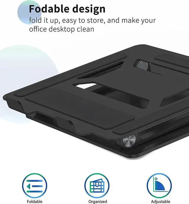 Alt view image 5 of 7 - JAENFONG Laptop Stand for Desk with Stable Heavy Base, Adjustable Height Multi-Angle, Ergonomic Metal Riser Holder, Foldable Mount Elevator, Compatible with 10 to 15.6 Inches PC Computer, Black