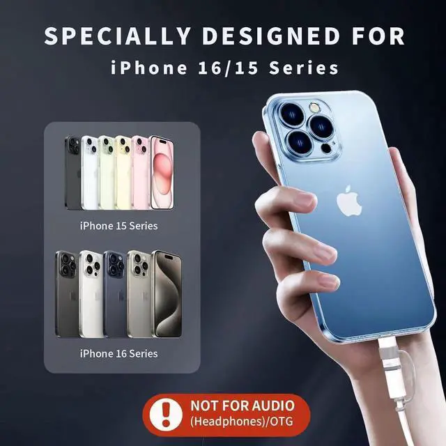 Alt view image 6 of 7 - Lightning to USB C Adapter-Lightning Female to Type C Male Phone Charge Converter Charging Adapter for iPhone 15/16 Pro/16 Pro Max/Plus S24 iPad Air Fast Charging&Data Transfer -NO Audio