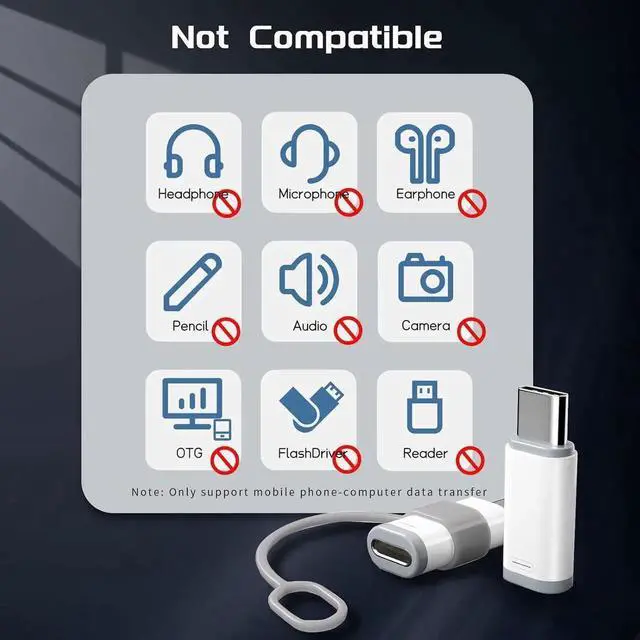 Alt view image 3 of 7 - Lightning to USB C Adapter-Lightning Female to Type C Male Phone Charge Converter Charging Adapter for iPhone 15/16 Pro/16 Pro Max/Plus S24 iPad Air Fast Charging&Data Transfer -NO Audio