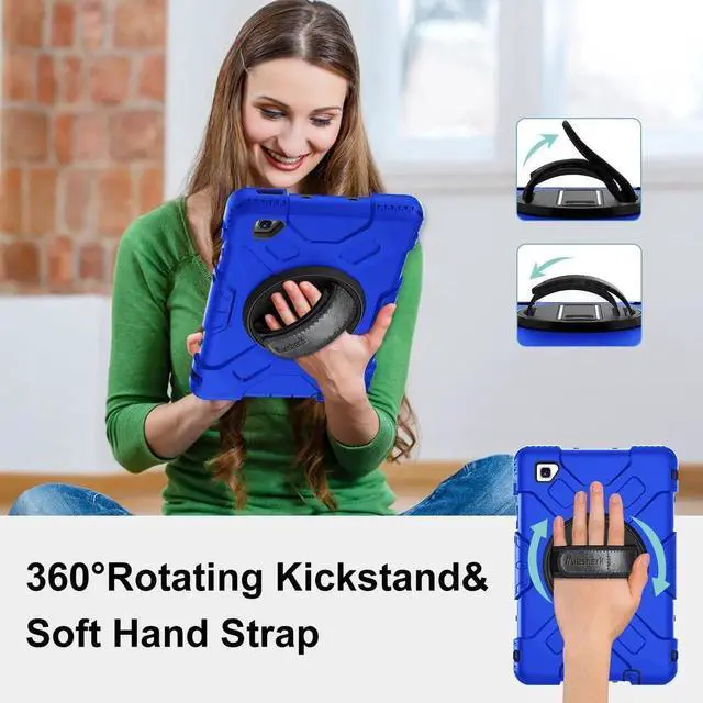 Main image of JAENFONG Case for Galaxy Tab A7 Lite, Military Grade Heavy Duty Shockproof Case with Hand/Shoulder Strap Rotating Kickstand for Samsung Galaxy Tab A7 Lite 8.7 Inch 2021,Blue