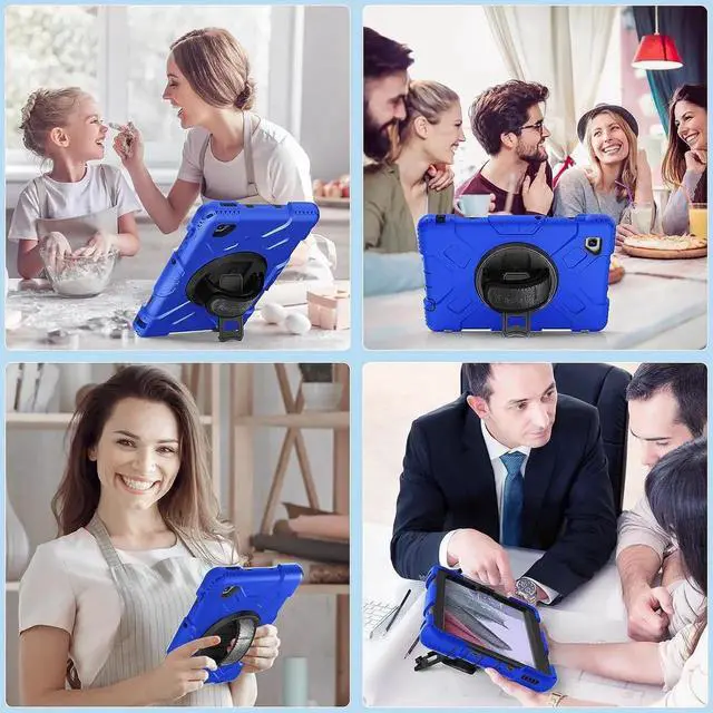 Alt view image 4 of 7 - JAENFONG Case for Galaxy Tab A7 Lite, Military Grade Heavy Duty Shockproof Case with Hand/Shoulder Strap Rotating Kickstand for Samsung Galaxy Tab A7 Lite 8.7 Inch 2021,Blue