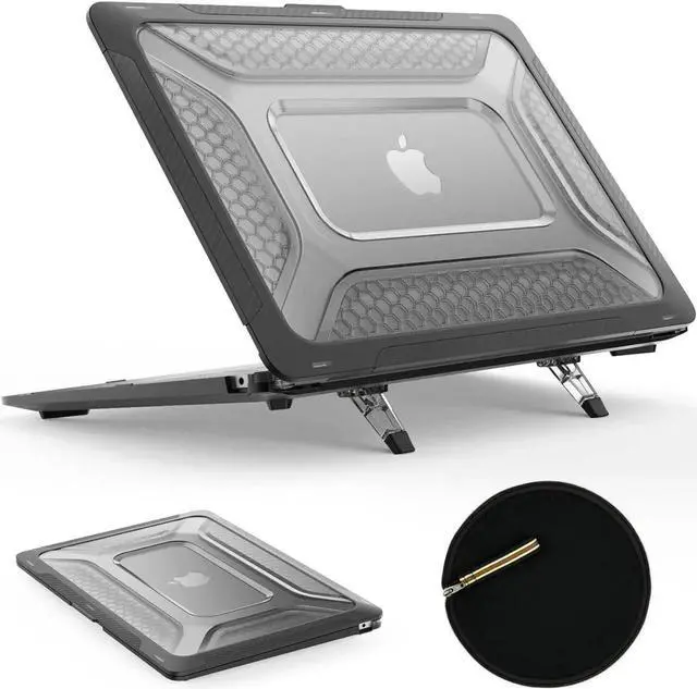 Main image of JAENFONG MBook Air 15 inch Case 2023 Release A2941 M2 Chip, Shock-Absorbing Protection Case with Folding Stand &Mouse Pad/Bag for MBook Air 15\u201d A2941 M2 Chip (Black)