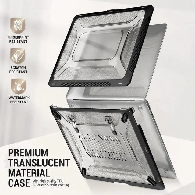 Alt view image 4 of 6 - JAENFONG MBook Air 15 inch Case 2023 Release A2941 M2 Chip, Shock-Absorbing Protection Case with Folding Stand &Mouse Pad/Bag for MBook Air 15\u201d A2941 M2 Chip (Black)