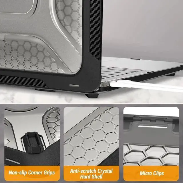 Alt view image 2 of 6 - JAENFONG MBook Air 15 inch Case 2023 Release A2941 M2 Chip, Shock-Absorbing Protection Case with Folding Stand &Mouse Pad/Bag for MBook Air 15\u201d A2941 M2 Chip (Black)