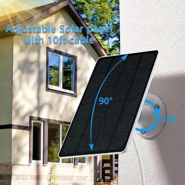 Alt view image 5 of 5 - Solar Panel Charger for Security Camera USB-C and Micro USB Port for Outdoor Rechargeable Battery Camera 5V6W Fast Charging (1Pack)