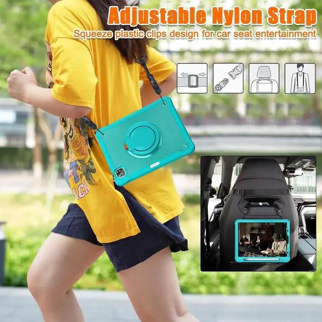 Alt view image 4 of 7 - JAENFONG Ultimate Case for iPad Pro 12.9-inch 2022 6th M2 /2021 (5rd Generation) / iPad Pro 12.9" 4th/3rd Gen Rugged Shockproof Tablet Cover with 360° Rotatable Kickstand & Shoulder Strap