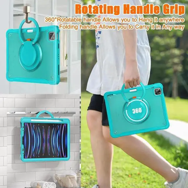 Alt view image 3 of 7 - JAENFONG Ultimate Case for iPad Pro 12.9-inch 2022 6th M2 /2021 (5rd Generation) / iPad Pro 12.9" 4th/3rd Gen Rugged Shockproof Tablet Cover with 360° Rotatable Kickstand & Shoulder Strap