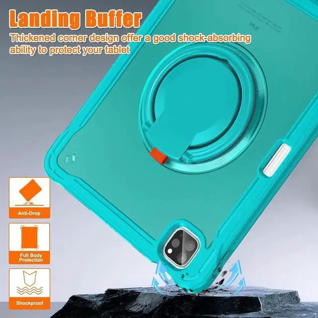 Alt view image 6 of 7 - JAENFONG Ultimate Case for iPad Pro 12.9-inch 2022 6th M2 /2021 (5rd Generation) / iPad Pro 12.9" 4th/3rd Gen Rugged Shockproof Tablet Cover with 360° Rotatable Kickstand & Shoulder Strap