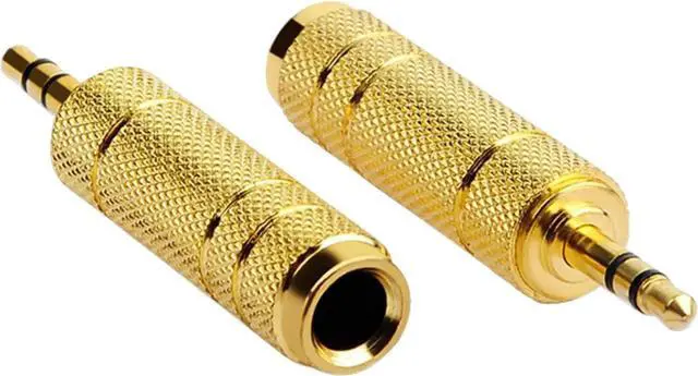 Main image of 1/4 to 3.5mm Auxiliary Audio Adapter Gold Plated Resist Corrosion Good Anti-Interference Low Signal Attenuation Durable Male to Female Connector 2 Pack