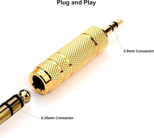 Alt view image 2 of 7 - 1/4 to 3.5mm Auxiliary Audio Adapter Gold Plated Resist Corrosion Good Anti-Interference Low Signal Attenuation Durable Male to Female Connector 2 Pack