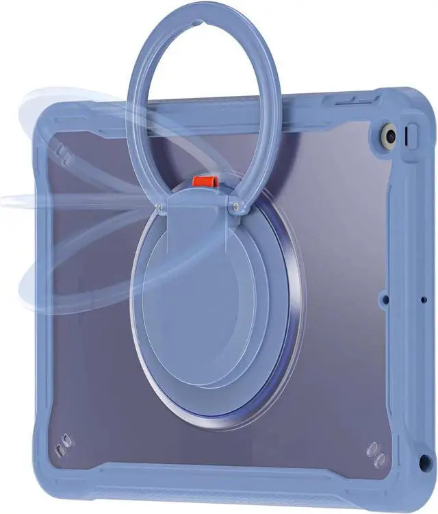 Alt view image 7 of 7 - Ultimate Protection Case for iPad 10.2 Inch 9th / 8th / 7th Generation (2021/2020 / 2019) Sturdy Shockproof Tablet Cover with 360° Rotatable Kickstand & Shoulder Strap/Pencil Holder, Lavender