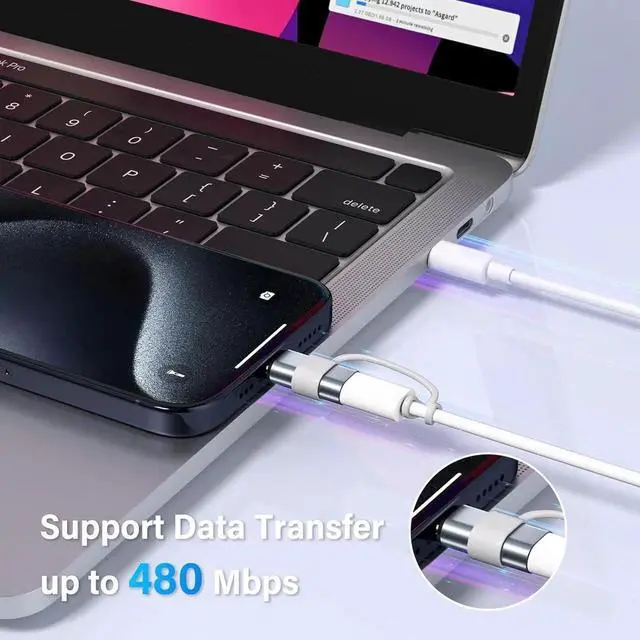 Alt view image 4 of 7 - 2 Pack Lightning to USB C Adapter for iPhone 15/16/16 Pro Max/Plus S24 Support Charging Type C Charger Connector Cable Lightning Female to USB C Male Adapter Not for Audio Gray