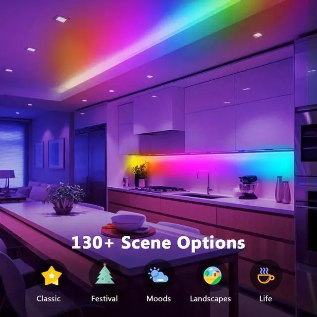 Alt view image 6 of 7 - RGB Smart LED Strip Lights 16.4ft LED Lights for Bedroom Bluetooth APP Control DIY Multiple Colors on One Line Color Changing LED Strip Lighting Music Sync USB Powered