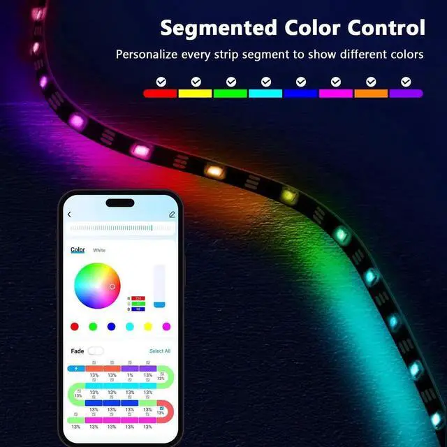 Alt view image 3 of 7 - RGB Smart LED Strip Lights 16.4ft LED Lights for Bedroom Bluetooth APP Control DIY Multiple Colors on One Line Color Changing LED Strip Lighting Music Sync USB Powered