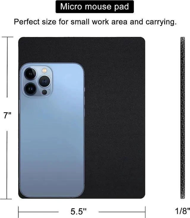 Alt view image 2 of 7 - Small Mouse Pad 3 Pack Mini Mouse Pads for Wireless Mouse and Laptop Computer Portable Mousepad with Non-Slip Rubber Base & Waterproof Surface - Black -5.5 x 7 in