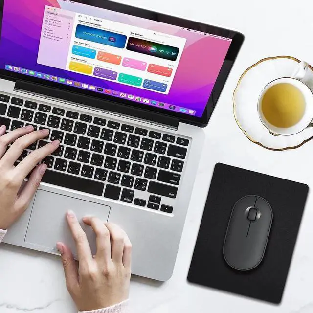 Alt view image 6 of 7 - Small Mouse Pad 3 Pack Mini Mouse Pads for Wireless Mouse and Laptop Computer Portable Mousepad with Non-Slip Rubber Base & Waterproof Surface - Black -5.5 x 7 in