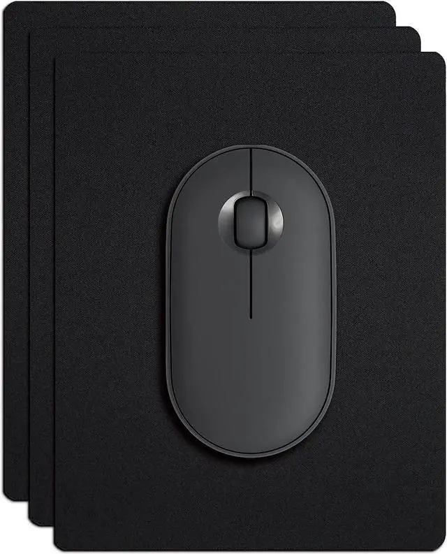 Main image of Small Mouse Pad 3 Pack Mini Mouse Pads for Wireless Mouse and Laptop Computer Portable Mousepad with Non-Slip Rubber Base & Waterproof Surface - Black -5.5 x 7 in
