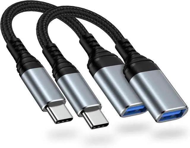 Main image of USB C to USB 3.0 Adapter [2 Pack] Type C Male to USB A Female OTG Adapter for MacBook Pro/Air iPad Pro iPhone 16/16 Pro/15 Galaxy S25/S24/S23/S22 USB-C Laptop Tablet and Phone(Black)