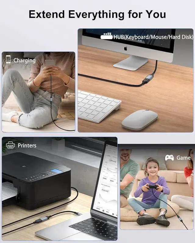 Alt view image 2 of 7 - USB C to USB 3.0 Adapter [2 Pack] Type C Male to USB A Female OTG Adapter for MacBook Pro/Air iPad Pro iPhone 16/16 Pro/15 Galaxy S25/S24/S23/S22 USB-C Laptop Tablet and Phone(Black)