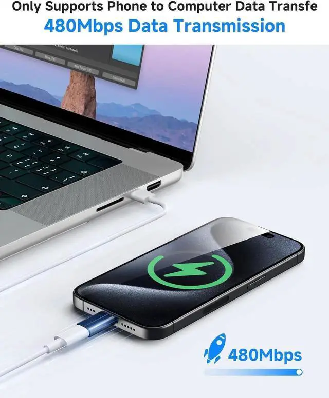 Alt view image 5 of 7 - MFi Certified 27W USB C to Lightning Adapter (2 Pack) - Fast Charging Data Sync Lightning to USB Type C Cable Adapter for iPhone14/13/12 Series iPad AirPods with Anti-Lost Loop Not for Audio/OTG