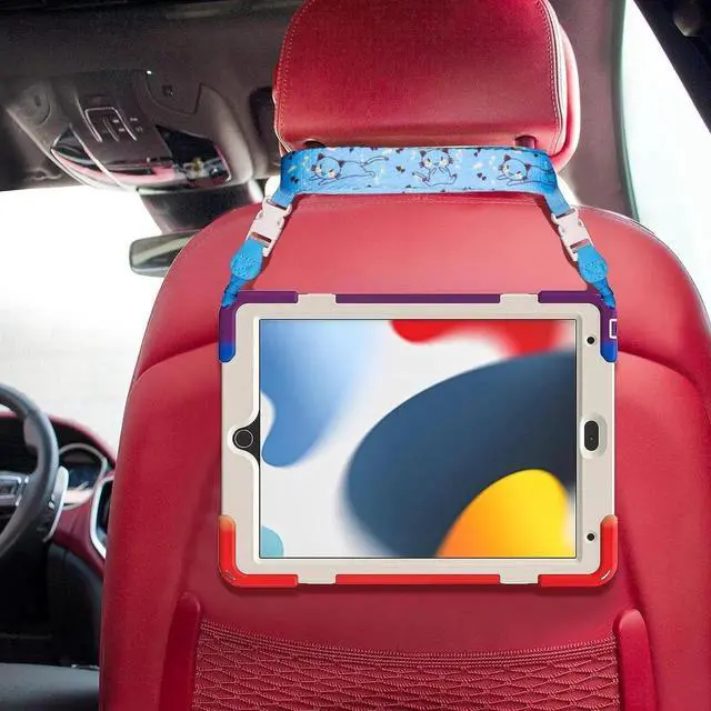 Alt view image 5 of 7 - iPad 10th Generation Case Kids 2022, Heavy Duty Rugged Case with Screen Protector,Pencil Holder,Pencil Cap Holder,Hand Strap,Kickstand,Shoulder Strap for iPad 10 Gen 10.9 inch -Colorful Red