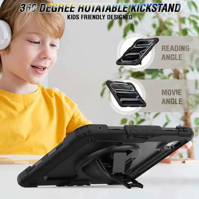 Alt view image 2 of 5 - iPad Pro 11 Inch Case 2024 with Screen Protector Pen Holder | iPad Pro 11 5th Generation Case | Three Layer Shockproof Defender Protective Cover W/Stand Hand Strap for iPad A2836/A2837 | Black