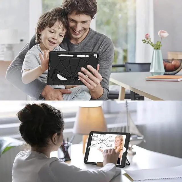 Alt view image 4 of 7 - Case for Pad 10.2-Inch (2021/2020/2019, 9/8/7 Gen Pad 10.5-Inch (Pad Air 3 2019/Pad Pro 2017), Heavy Duty Shockproof Kickstand for Kids Boy for Pad 9th/8th/7th,Pad 10.5''(Red+Blue)