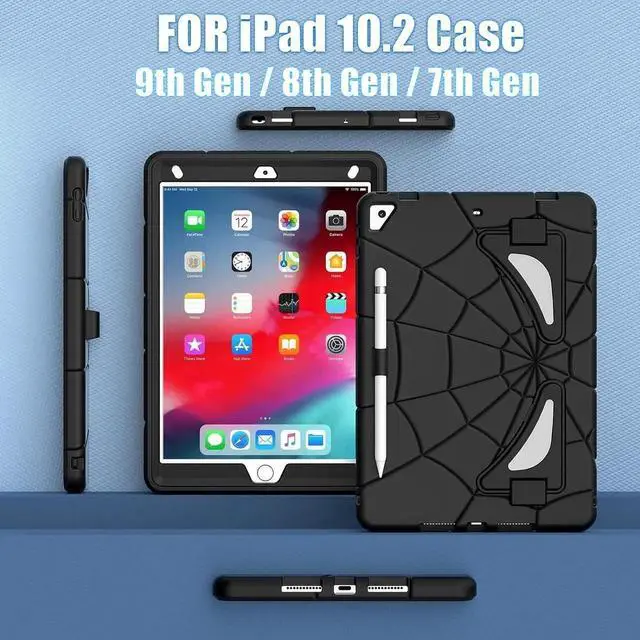 Alt view image 5 of 7 - Case for Pad 10.2-Inch (2021/2020/2019, 9/8/7 Gen Pad 10.5-Inch (Pad Air 3 2019/Pad Pro 2017), Heavy Duty Shockproof Kickstand for Kids Boy for Pad 9th/8th/7th,Pad 10.5''(Red+Blue)