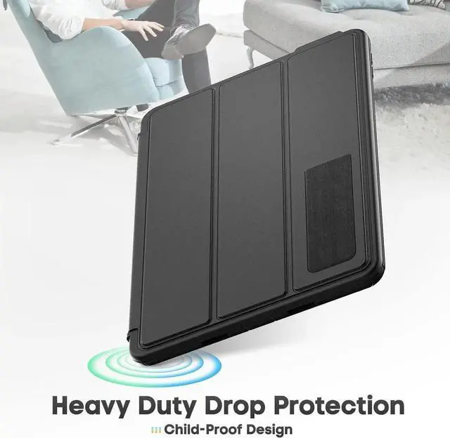 Alt view image 6 of 7 - JAENFONG Galaxy Tab S9 Plus 12.4" Full Body Meshdesign Drop-Proof Case with Screen Protector [360° Rotating Hand Strap/Stand] Pencil Holder for SM-X810/X816B/X818U 2023 (Yellow+Red)