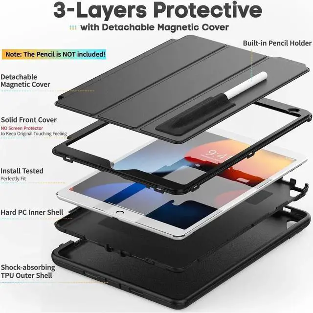 Alt view image 4 of 7 - JAENFONG Galaxy Tab S9 Plus 12.4" Full Body Meshdesign Drop-Proof Case with Screen Protector [360° Rotating Hand Strap/Stand] Pencil Holder for SM-X810/X816B/X818U 2023 (Yellow+Red)