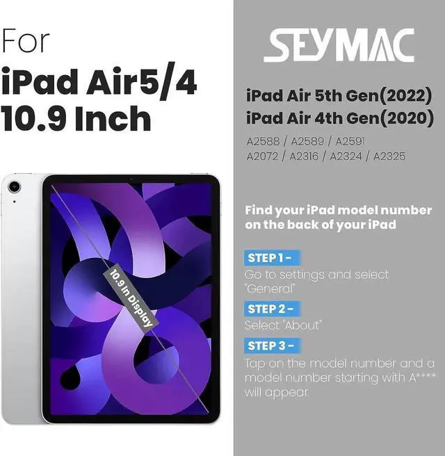 Alt view image 5 of 7 - iPad Air 5th/4th Generation 10.9 Inch 2022/2020, Smart Magnetic Auto Sleep Shockproof Protective Case with Stable Stand/Card Slot (Support Pencil 2nd Wireless Charge) for Air 5/ Air 4, Black