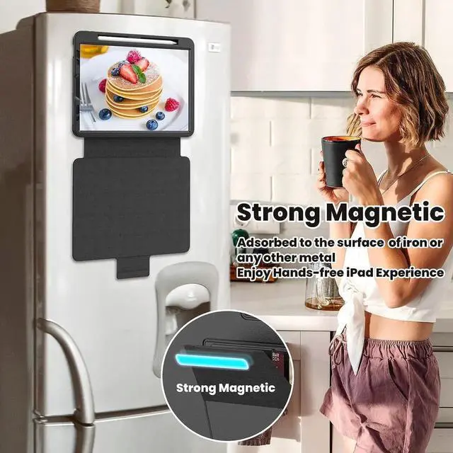 Alt view image 6 of 7 - iPad Air 5th/4th Generation 10.9 Inch 2022/2020, Smart Magnetic Auto Sleep Shockproof Protective Case with Stable Stand/Card Slot (Support Pencil 2nd Wireless Charge) for Air 5/ Air 4, Black