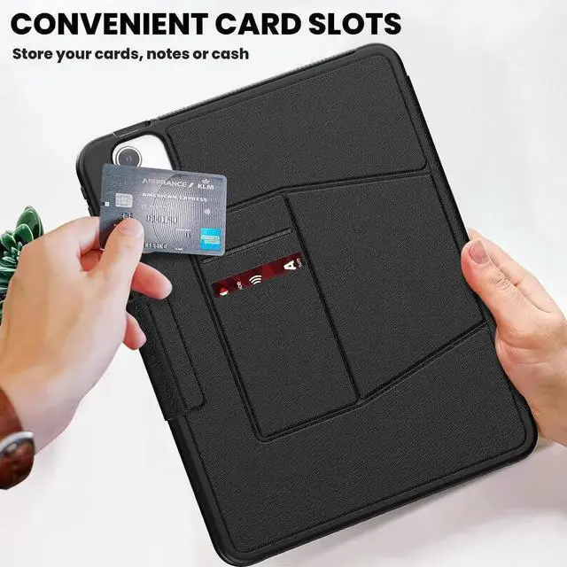 Alt view image 4 of 7 - iPad Air 5th/4th Generation 10.9 Inch 2022/2020, Smart Magnetic Auto Sleep Shockproof Protective Case with Stable Stand/Card Slot (Support Pencil 2nd Wireless Charge) for Air 5/ Air 4, Black