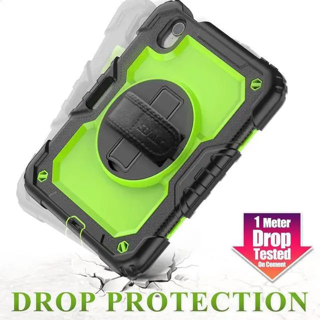 Alt view image 2 of 7 - Pad 10th Generation Case 10.9", Full-Body Drop Protection Case with Screen Protector Pen Holder [360° Rotate Hand Strap/Stand] for Pad 10th Generation 10.9 inch 2022 (Yellowish+Pink)