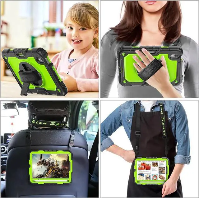 Alt view image 6 of 7 - Pad 10th Generation Case 10.9", Full-Body Drop Protection Case with Screen Protector Pen Holder [360° Rotate Hand Strap/Stand] for Pad 10th Generation 10.9 inch 2022 (Yellowish+Pink)