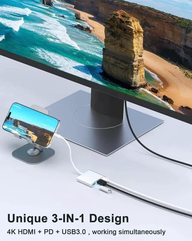 Alt view image 3 of 7 - iPhone to HDMI Adapter for TV USB C to HDMI Converter for iPhone 15/16 Type C Digital AV HDMI Adapter with Fast PD Charging Compatible with iPhone15/16 MacBook Ipad Not Applicable to Lightning