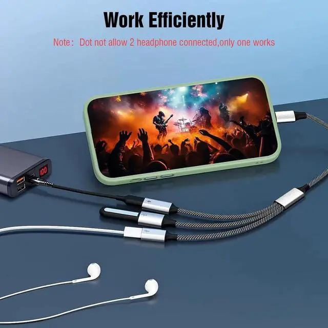 Alt view image 2 of 7 - USB C Splitter Cable USB C Male to 3 USB C Female Adapter with Fast Charging Data Transfer 3 in 1 OTG Type C Cord Converter for iPhone 15/15 Pro/15 Pro Max/15 Plus iPad Pro/Air Mac