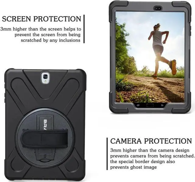 Alt view image 4 of 7 - Samsung Galaxy Tab A 9.7 Case, Heavy Duty Shockproof 3-Layer Full Protection Rugged Hybrid Defender Armour for Samsung Tab A 9.7 Inch SM-T550/ P550-Kids Students Workmen Builders CaseBlack