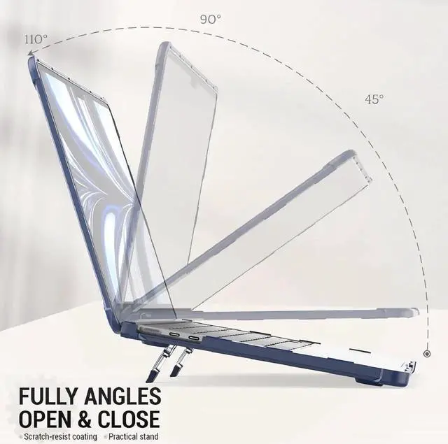 Alt view image 4 of 7 - JAENFONG MBook Pro 16 inch Case 2023/2022/2021 A2991 A2780 A2485, Shock-Absorbing Protection Case with Folding Stand &Mouse Pad/Bag for MBook Pro 16'' M3/M2/M1 A2991 A2780 A2485 (Navyblue)