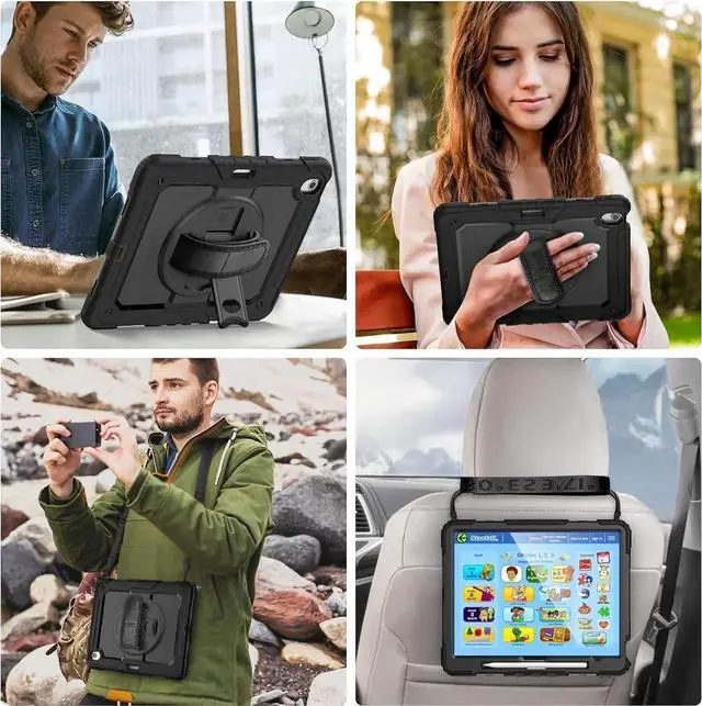 Alt view image 5 of 7 - Case for iPad Air 11 Inch M2 with Screen Protector | iPad Air 6th Generation 11 Inch Case 2024 | Shockproof Rugged Drop Protection Cover W/Pen Holder Kickstand Hand Grip Shoulder Strap | Blue