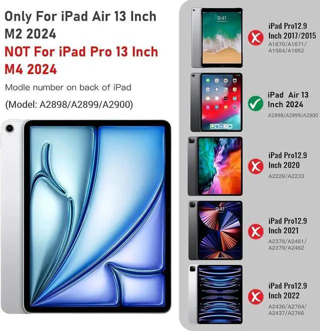 Alt view image 2 of 7 - Case for iPad Air 11 Inch M2 with Screen Protector | iPad Air 6th Generation 11 Inch Case 2024 | Shockproof Rugged Drop Protection Cover W/Pen Holder Kickstand Hand Grip Shoulder Strap | Blue