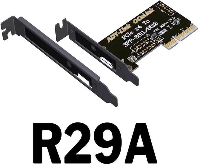Alt view image 4 of 7 - JAENFONG ADT-R29A PCIe4.0 x4 to SFF-8611/8612 OCuLink Adapter Card 64Gbps with Half and Full Height Baffle Support Chassis External