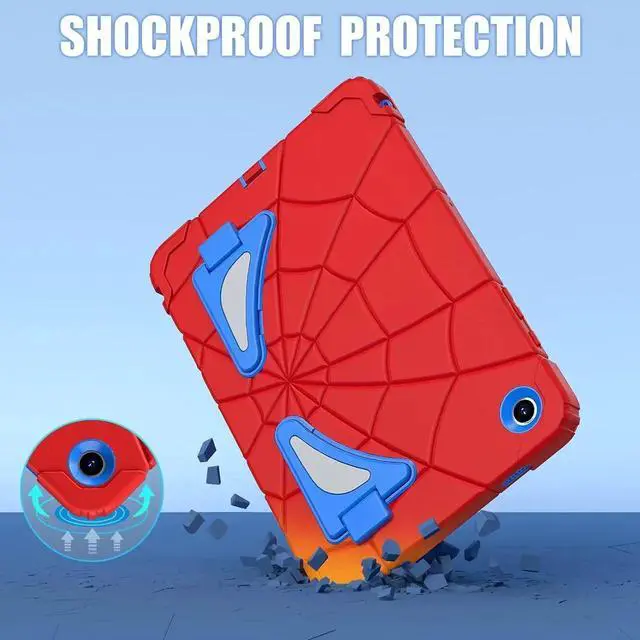 Alt view image 7 of 7 - JAENFONG Shockproof Case for Galaxy Tab A9 Plus 11'' 2023,3-Layer Silicone+PC Hybrid Rugged Heavy Duty with Kickstand Kids Friendly Children Boys for Galaxy Tab A9+ 2023 (Red+Blue)